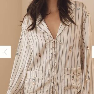 Anthropology silky bejeweled pajama top